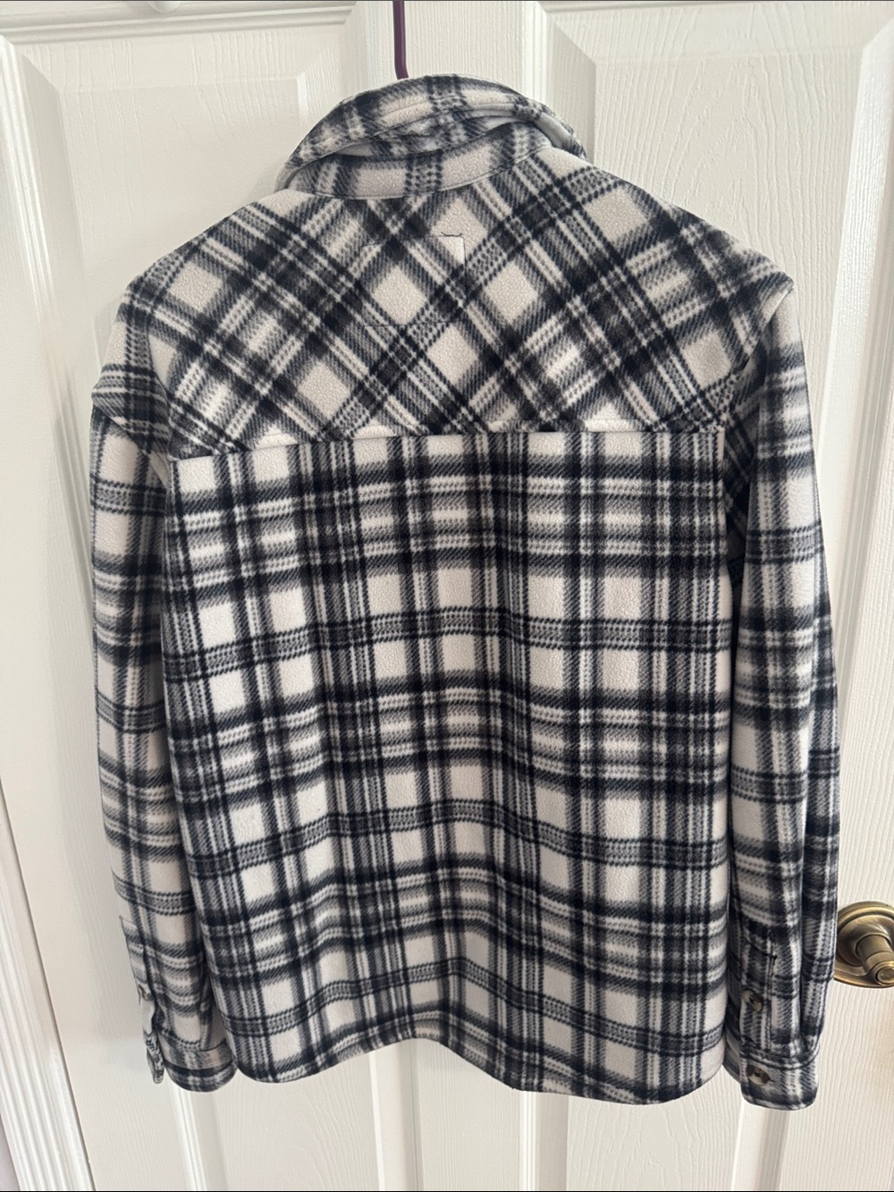 Black & White Plaid Sherpa-Lined Shacket - Picture 3 of 3